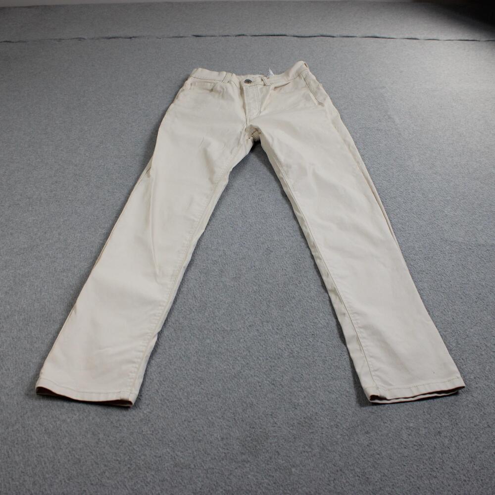 Massimo Dutti Waxed Cotton Jeans Women 4 White Slim Straight Stretch Denim Pant